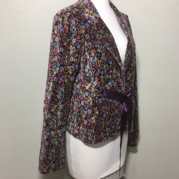 Free people purple floral velvet jacket 12 - Picture 2 of 6